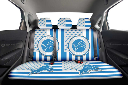 Detroit Lions Car Back Seat Cover Custom US Flag Style - Gearcarcover - 2