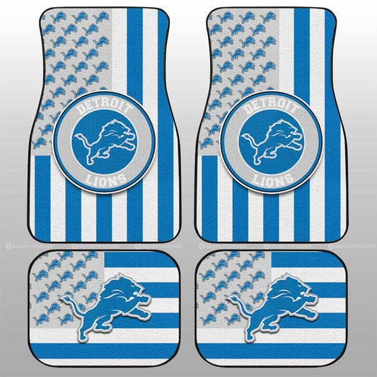 Detroit Lions Car Floor Mats Custom US Flag Style - Gearcarcover - 1