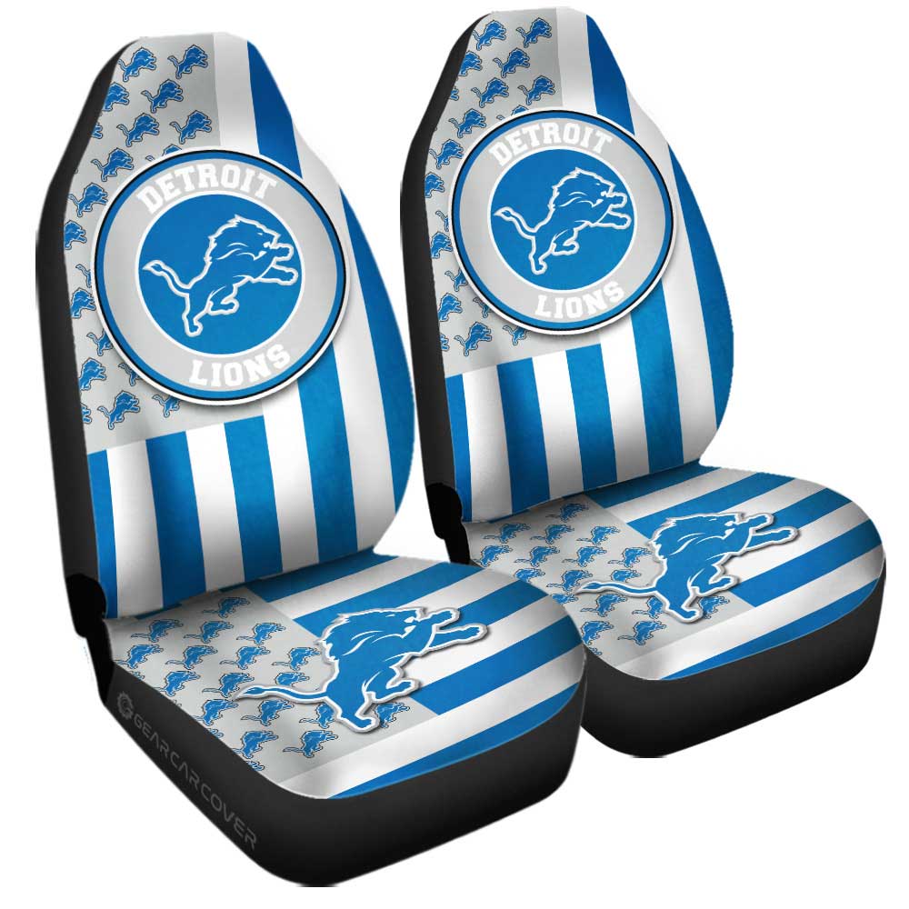 Detroit Lions Car Seat Covers Custom US Flag Style - Gearcarcover - 3