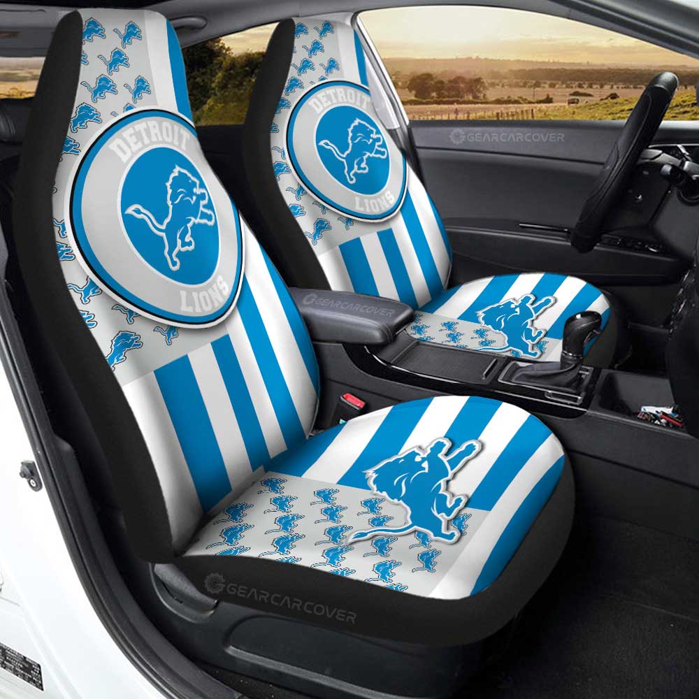 Detroit Lions Car Seat Covers Custom US Flag Style - Gearcarcover - 1