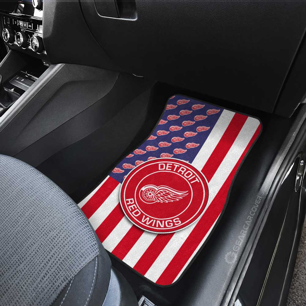 Detroit Red Wings Car Floor Mats Custom US Flag Style - Gearcarcover - 3