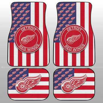 Detroit Red Wings Car Floor Mats Custom US Flag Style - Gearcarcover - 1