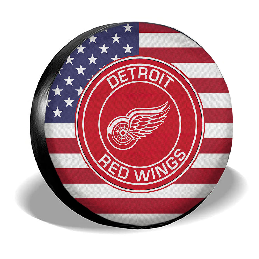 Detroit Red Wings Spare Tire Covers Custom US Flag Style - Gearcarcover - 3