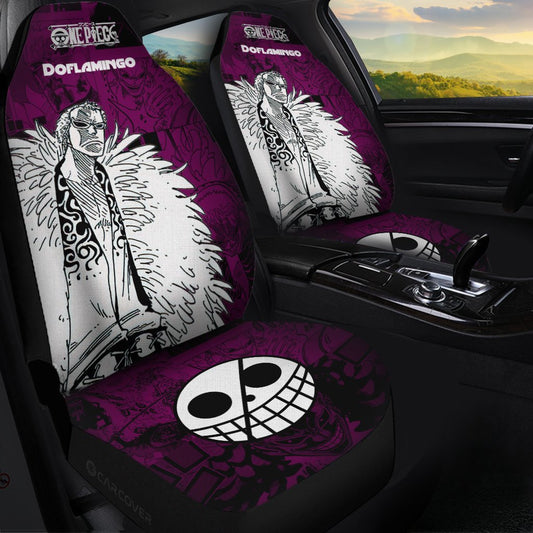 Doflamingo Car Seat Covers Custom Anime Mix Manga One Piece Car Interior Accessories - Gearcarcover - 1