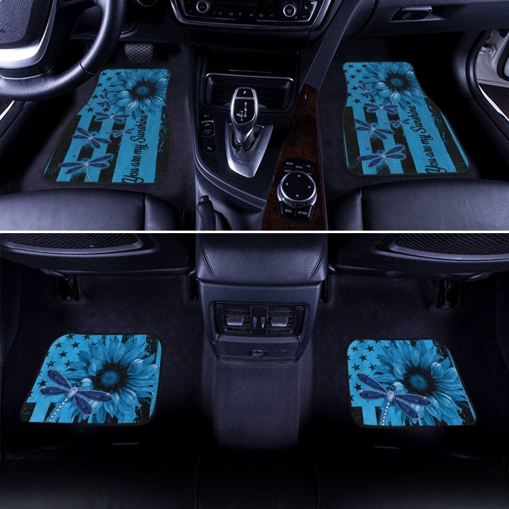 Dragonfly Car Floor Mats Custom Blue Sunflower Car Accessories - Gearcarcover - 2