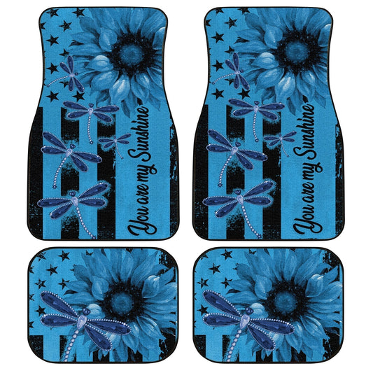 Dragonfly Car Floor Mats Custom Blue Sunflower Car Accessories - Gearcarcover - 1