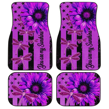 Dragonfly Car Floor Mats Custom Purple Sunflower Car Accessories - Gearcarcover - 1
