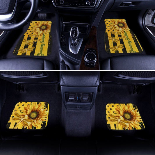 Dragonfly Car Floor Mats Custom Yellow Sunflower Car Accessories - Gearcarcover - 2