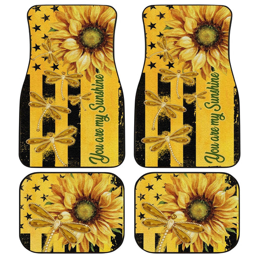 Dragonfly Car Floor Mats Custom Yellow Sunflower Car Accessories - Gearcarcover - 1