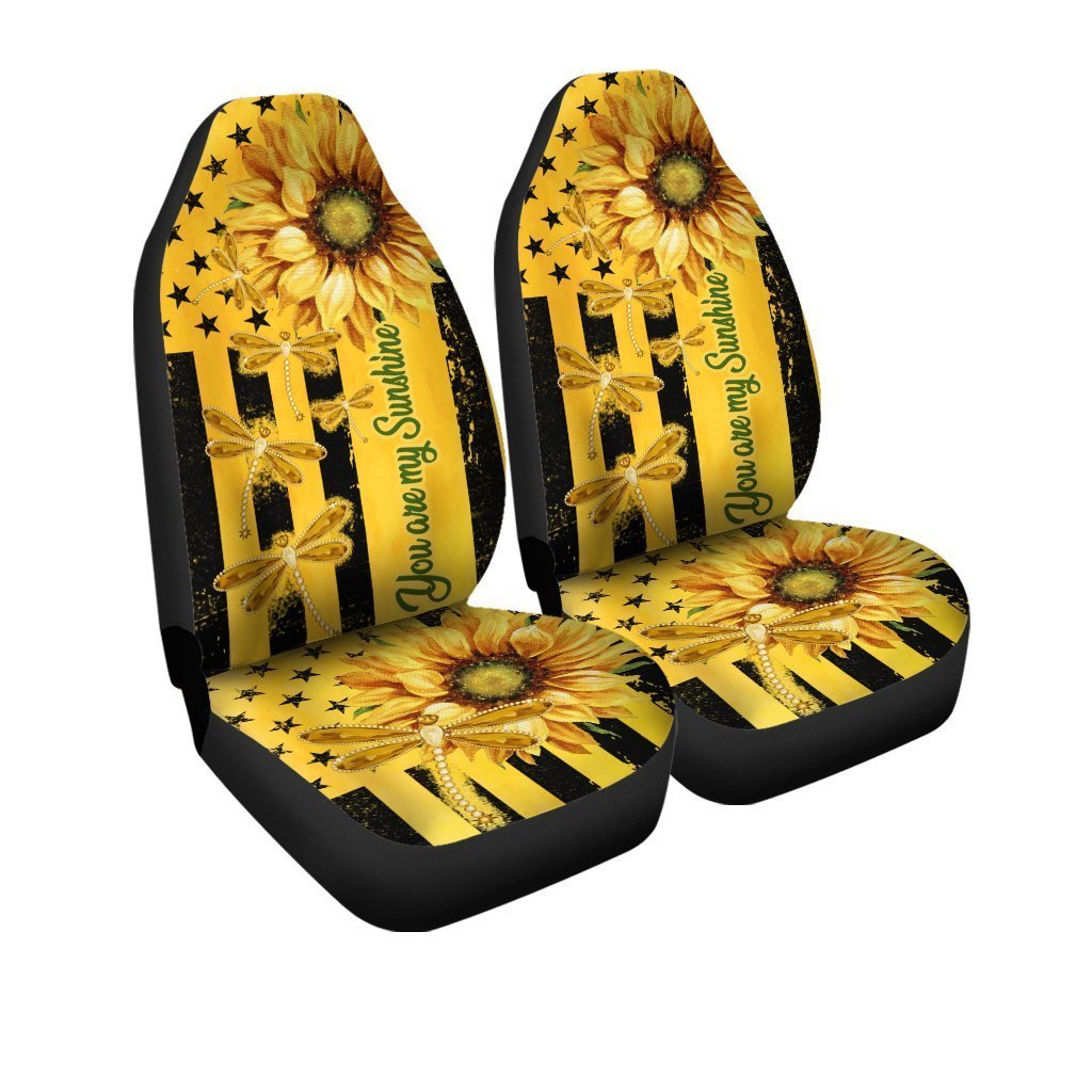 Dragonfly Car Seat Covers Custom Yellow Sunflower Car Accessories - Gearcarcover - 3