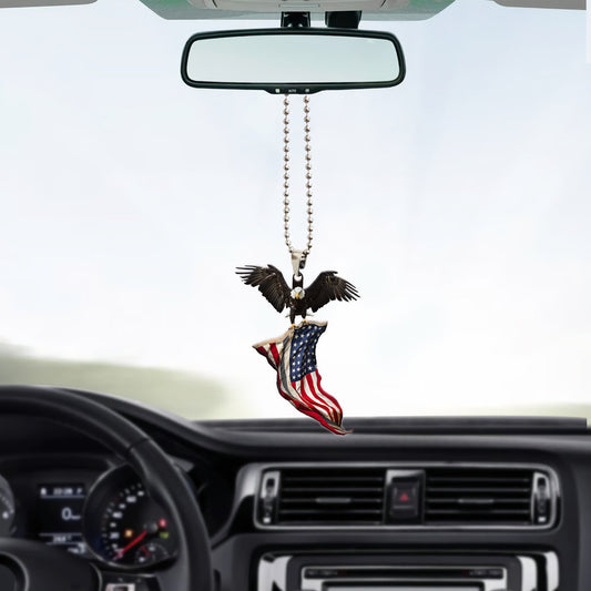 Eagle Ornament Custom American Thin Blue Silver Car Interior Accessories - Gearcarcover - 2