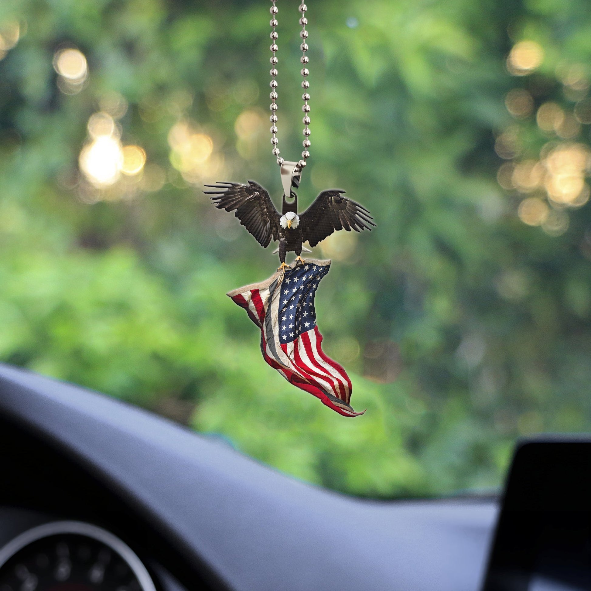 Eagle Ornament Custom American Thin Blue Silver Car Interior Accessories - Gearcarcover - 3
