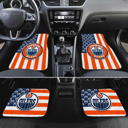 Edmonton Oilers Car Floor Mats Custom US Flag Style - Gearcarcover - 2