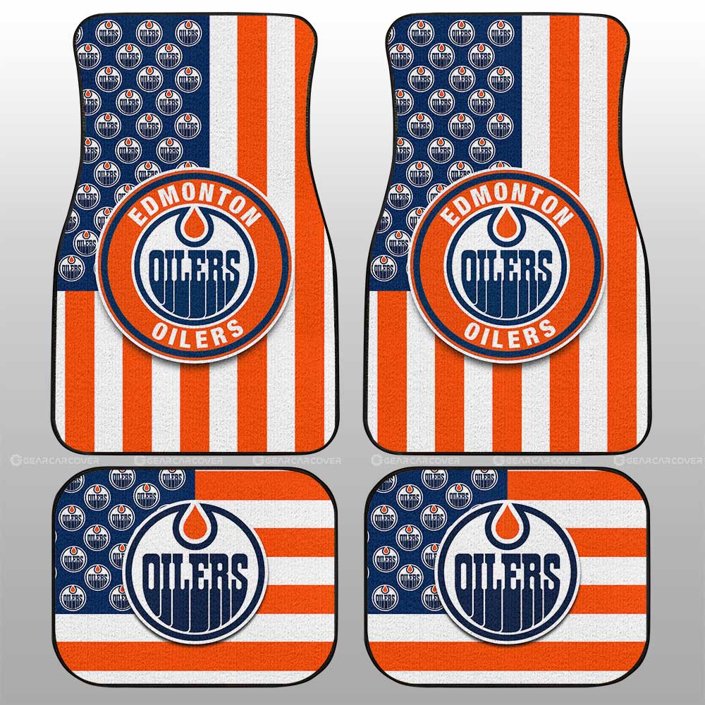 Edmonton Oilers Car Floor Mats Custom US Flag Style - Gearcarcover - 1