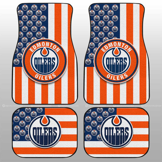 Edmonton Oilers Car Floor Mats Custom US Flag Style - Gearcarcover - 1