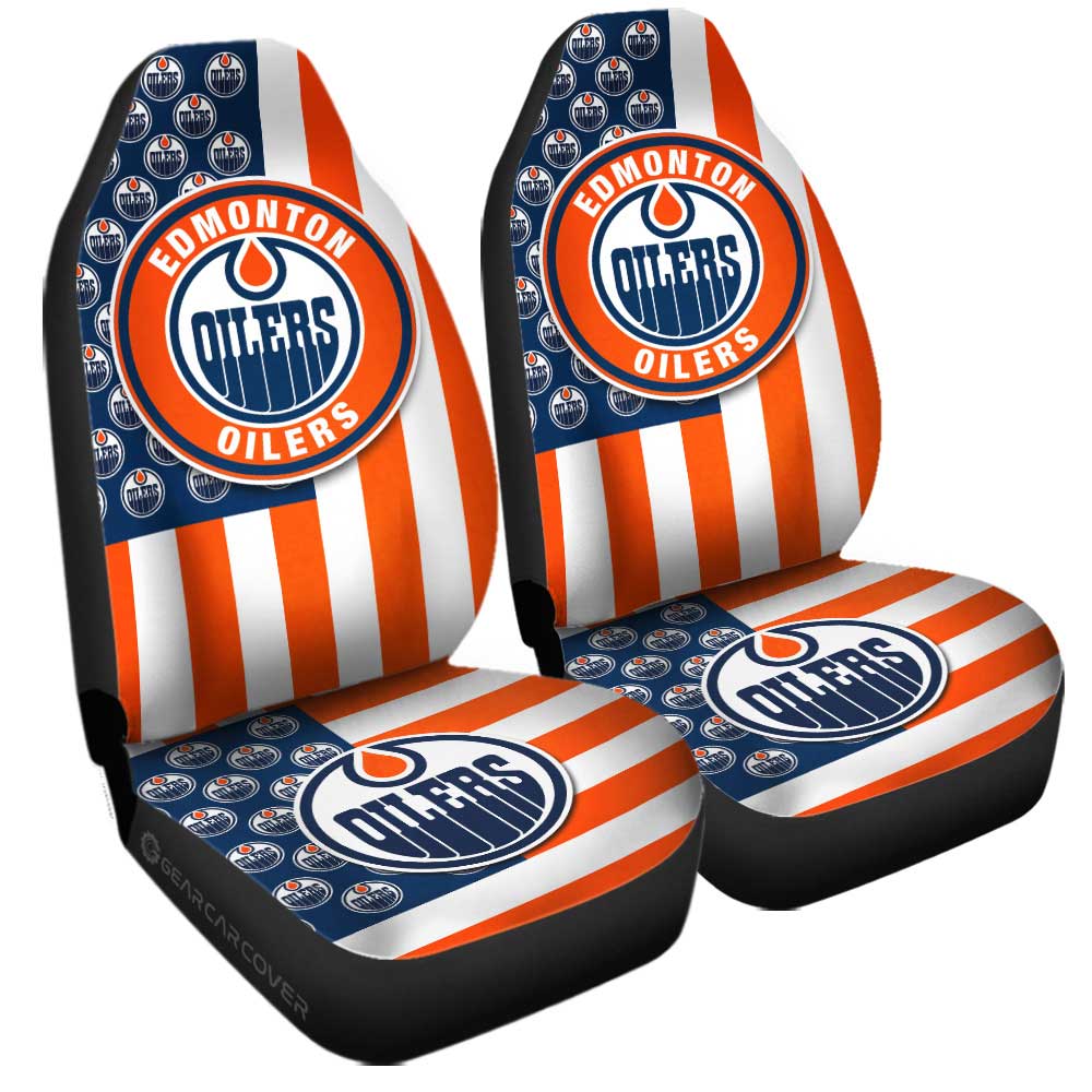 Edmonton Oilers Car Seat Covers Custom US Flag Style - Gearcarcover - 3