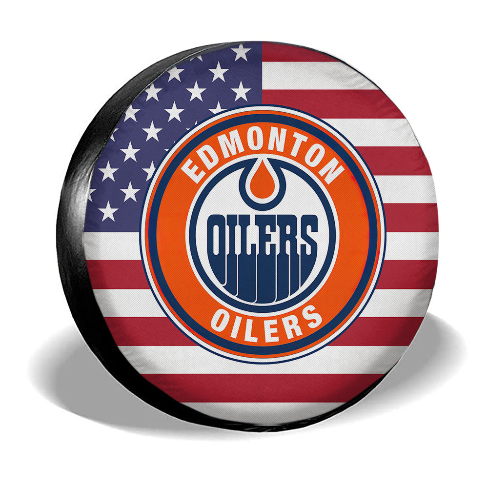 Edmonton Oilers Spare Tire Covers Custom US Flag Style - Gearcarcover - 3