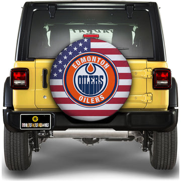 Edmonton Oilers Spare Tire Covers Custom US Flag Style - Gearcarcover - 1