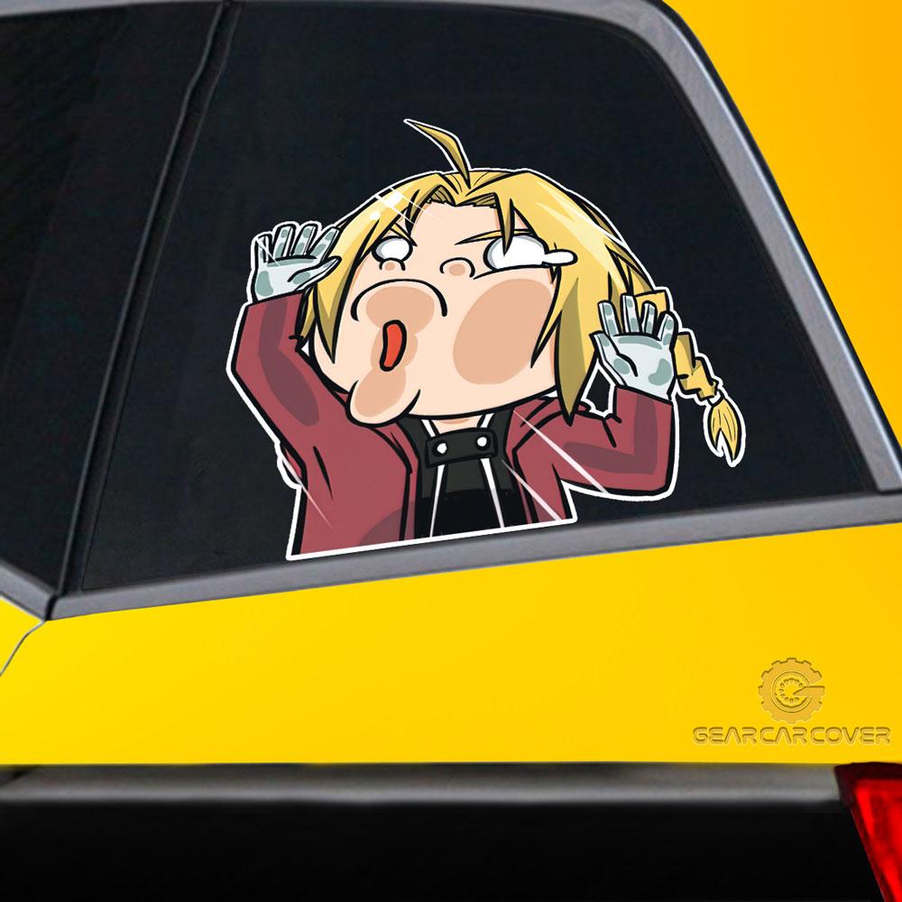 Edward Elric Hitting Glass Car Sticker Custom Fullmetal Alchemist Anime Funny Car Accessories - Gearcarcover - 2