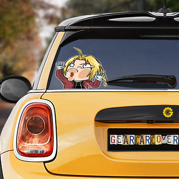 Edward Elric Hitting Glass Car Sticker Custom Fullmetal Alchemist Anime Funny Car Accessories - Gearcarcover - 1