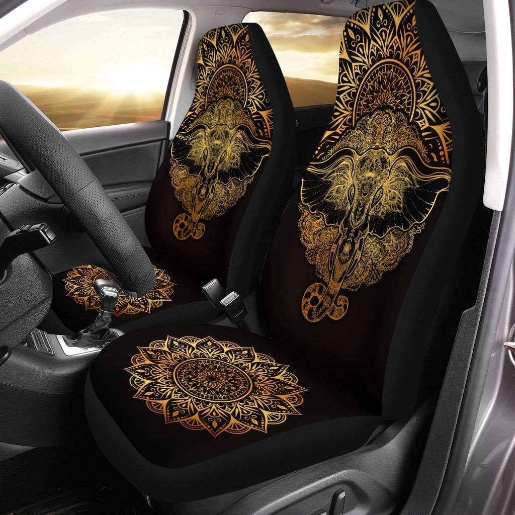 Elephant Mandala Car Seat Covers Custom Yoga Car Accessories - Gearcarcover - 1