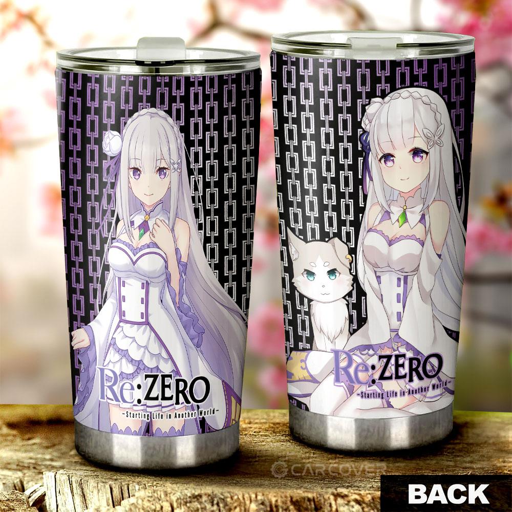 Emilia Puck Tumbler Cup Custom Anime Re:Zero Car Accessories - Gearcarcover - 3