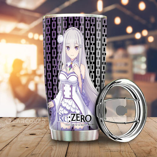 Emilia Puck Tumbler Cup Custom Anime Re:Zero Car Accessories - Gearcarcover - 1