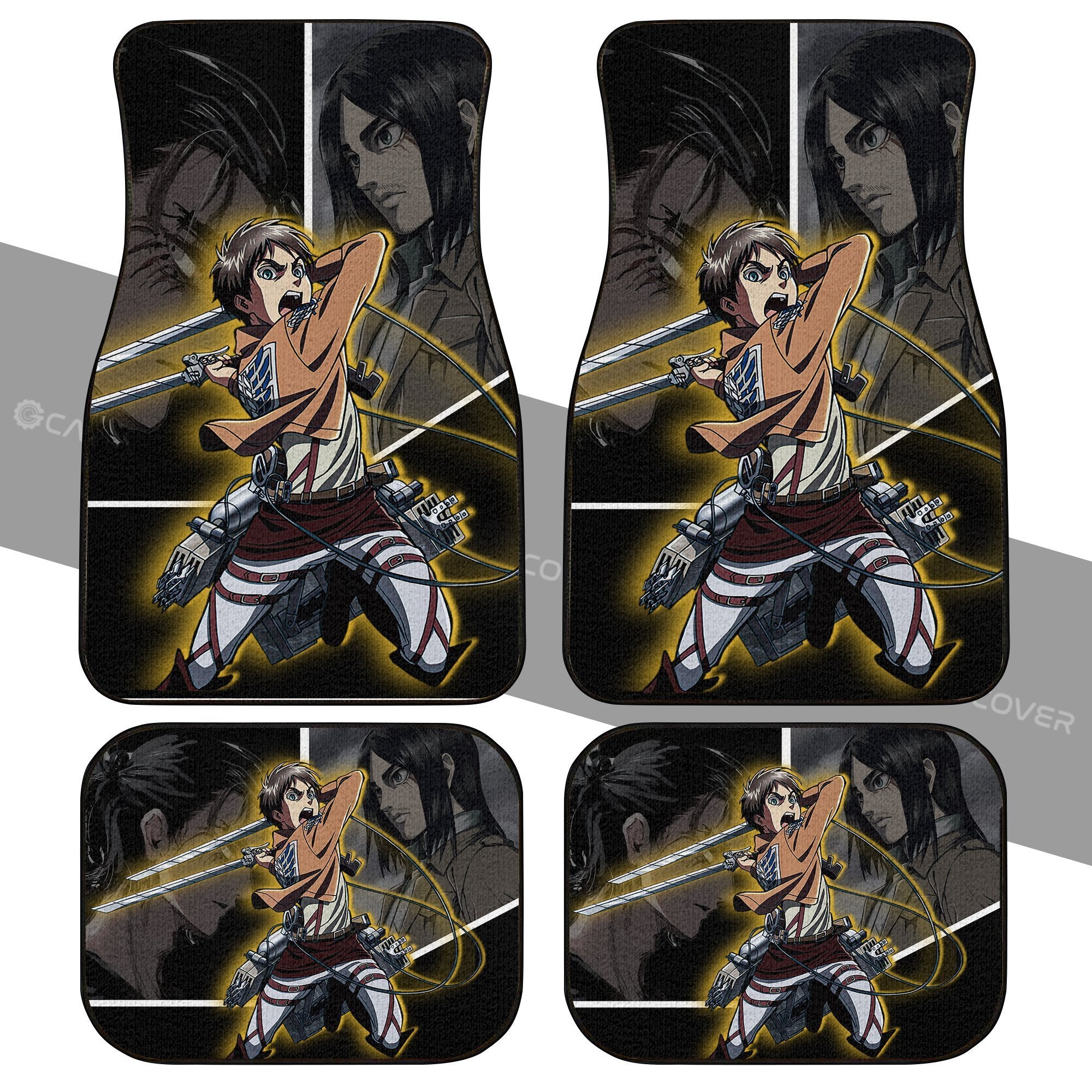 Eren Jeager Car Floor Mats Custom Anime Attack On Titan Car Interior Accessories - Gearcarcover - 1