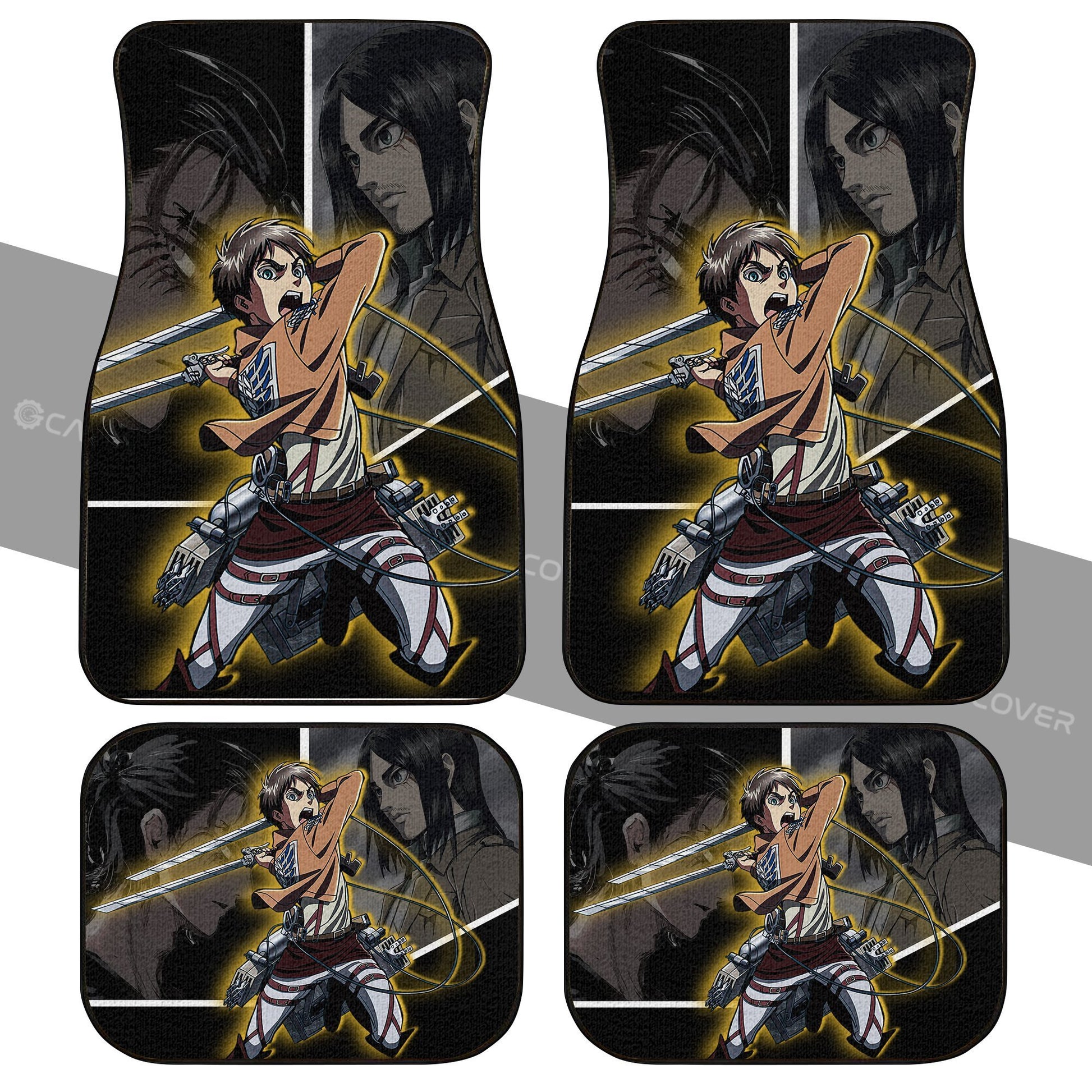 Eren Jeager Car Floor Mats Custom Anime Attack On Titan Car Interior Accessories - Gearcarcover - 1