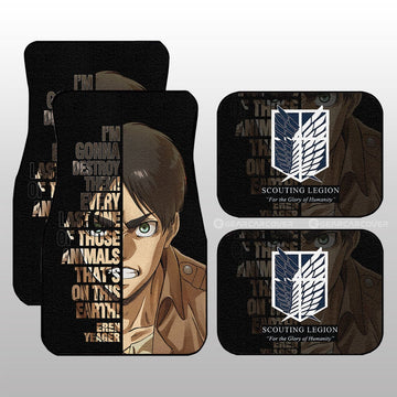 Eren Yeager Quotes Car Floor Mats Custom Attack On Titan Anime Car Accessories - Gearcarcover - 1