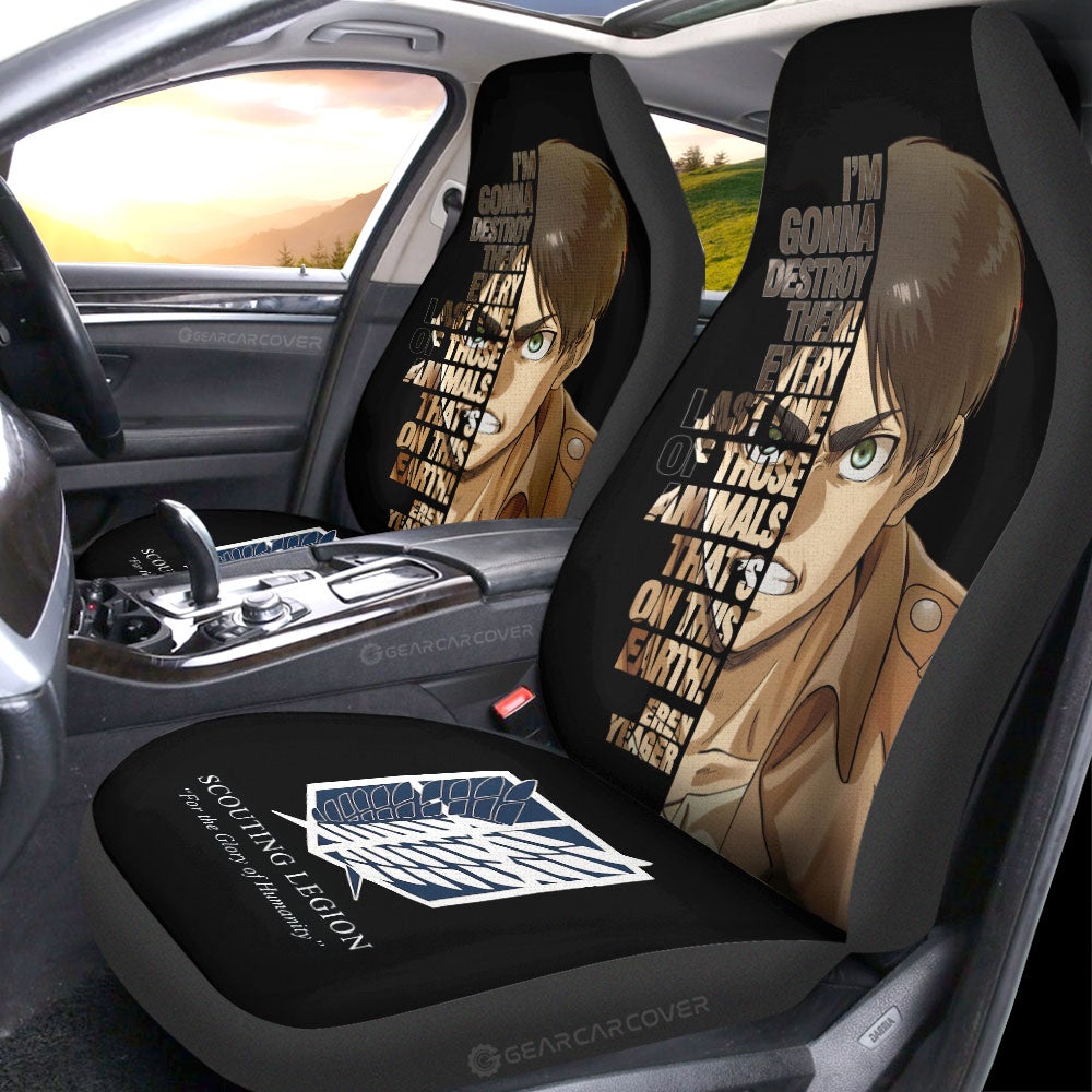 Eren Yeager Quotes Car Seat Covers Custom Attack On Titan Anime Car Accessories - Gearcarcover - 2