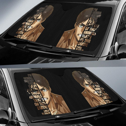 Eren Yeager Quotes Car Sunshade Custom Attack On Titan Anime Car Accessories - Gearcarcover - 2