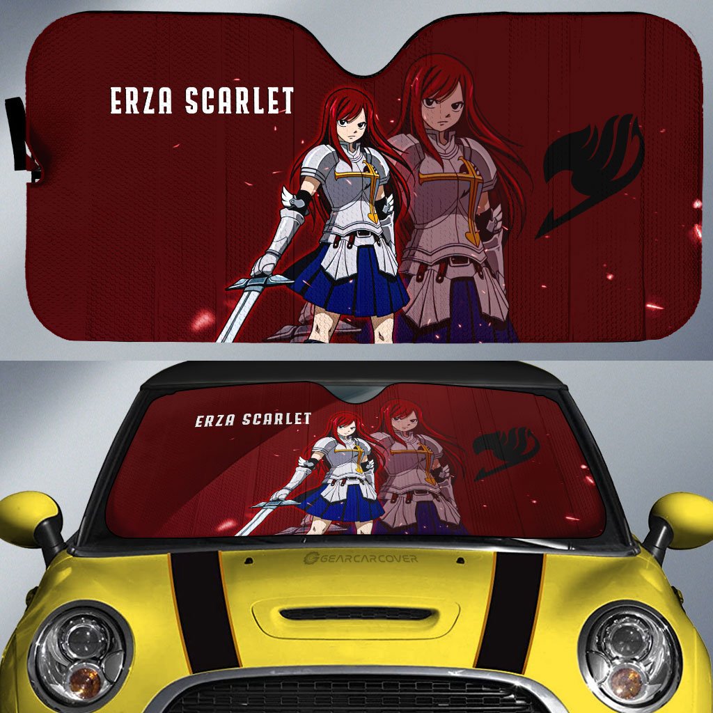 Erza Scarlet Car Sunshade Custom Fairy Tail Anime Car Accessories - Gearcarcover - 1