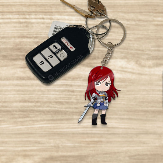 Erza Scarlet Keychain Custom Fairy Tail Anime Car Accessories - Gearcarcover - 1