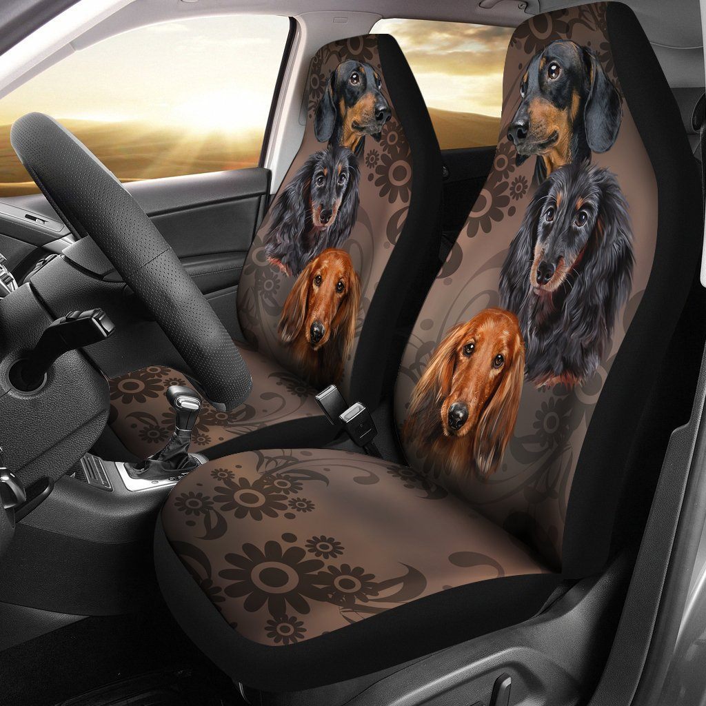 Face Of Dachshund Car Seat Covers Custom Vintage Car Accessories For Dog Lovers - Gearcarcover - 2