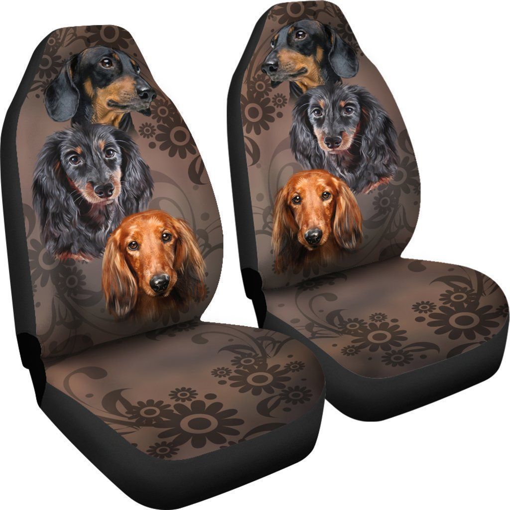 Face Of Dachshund Car Seat Covers Custom Vintage Car Accessories For Dog Lovers - Gearcarcover - 4