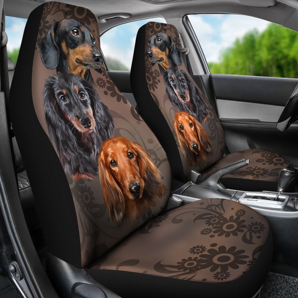 Face Of Dachshund Car Seat Covers Custom Vintage Car Accessories For Dog Lovers - Gearcarcover - 1