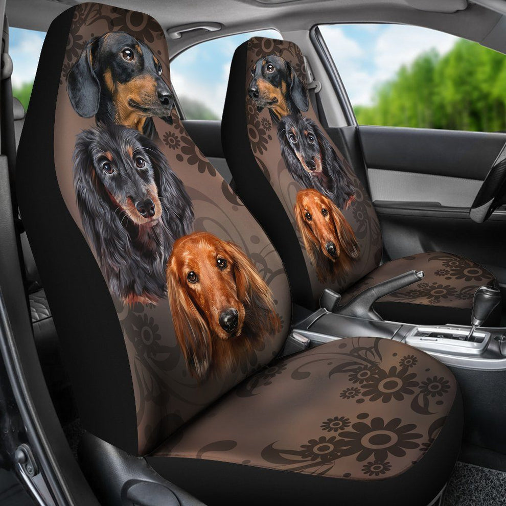 Face Of Dachshund Car Seat Covers Custom Vintage Car Accessories For D