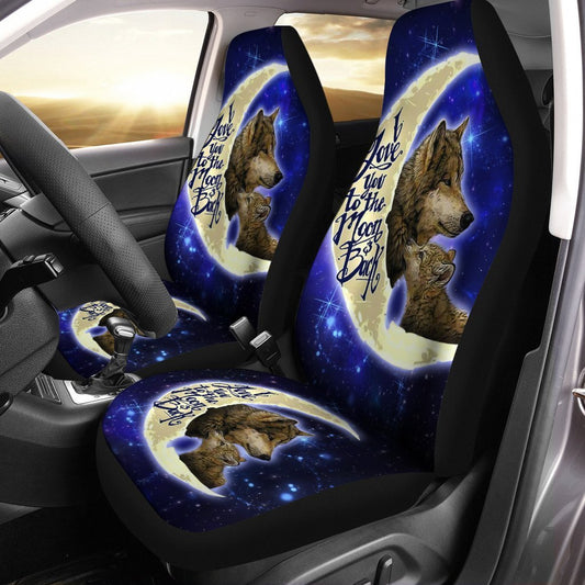 Father And Son Wolf Car Seat Covers Custom I Love You To The Moon And Back Car Accessories - Gearcarcover - 2