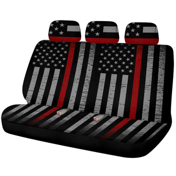 Firefighter Car Back Seat Custom Name Thin Red Line Flag Car Accessories - Gearcarcover - 1