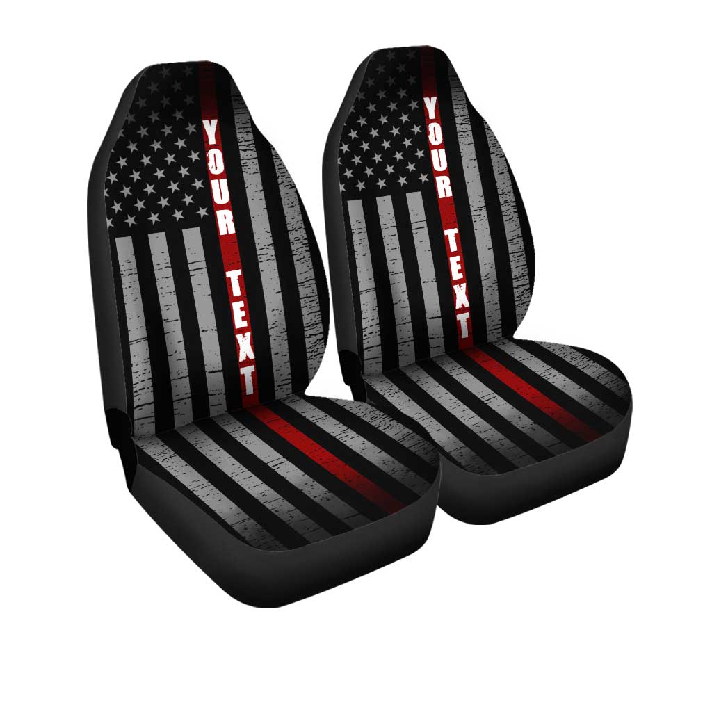 Firefighter Car Seat Cover Custom Name Thin Red Line Flag Car Accessories - Gearcarcover - 3