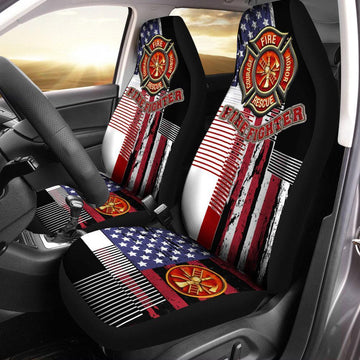 Firefighter Car Seat Cover Custom US Flag Car Accessories - Gearcarcover - 1