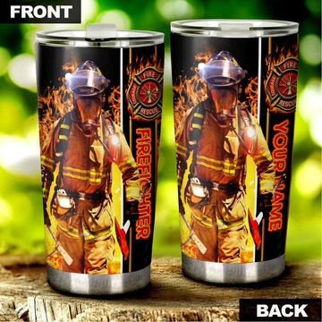 Firefighter Personalized Tumbler Stainless Steel Vacuum Insulated 20oz - Gearcarcover - 1