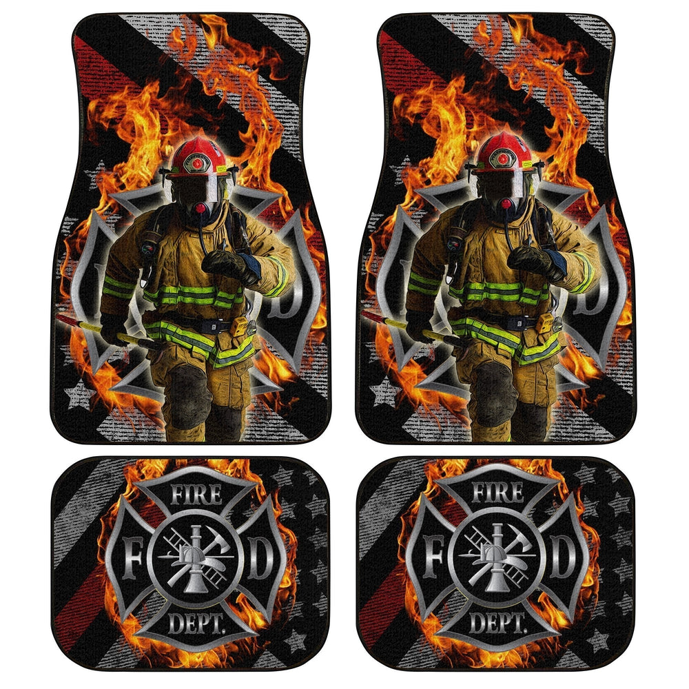 Fireman Car Floor Mats Custom American Firefighter Car Accessories - Gearcarcover - 1
