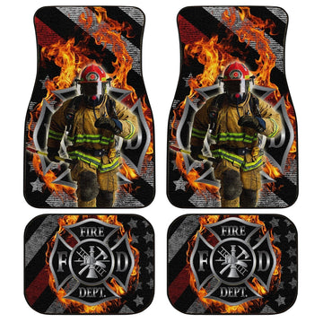 Fireman Car Floor Mats Custom American Firefighter Car Accessories - Gearcarcover - 1