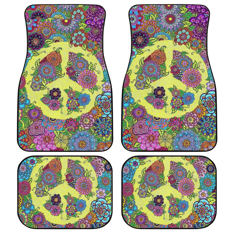 Floral Peace Car Floor Mats Custom Hippie Car Accessories - Gearcarcover - 1