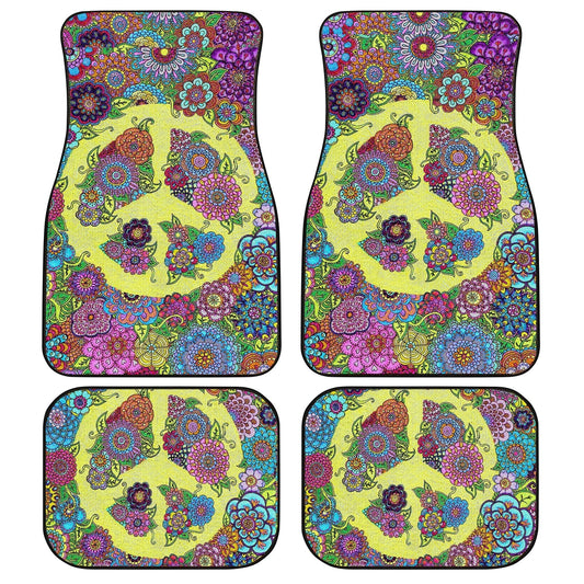 Floral Peace Car Floor Mats Custom Hippie Car Accessories - Gearcarcover - 1