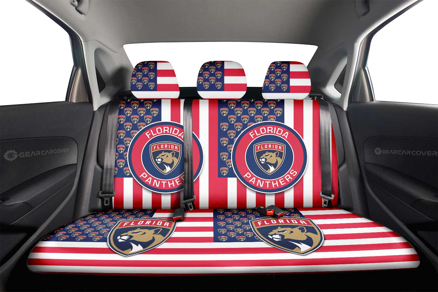 Florida Panthers Car Back Seat Cover Custom US Flag Style - Gearcarcover - 2