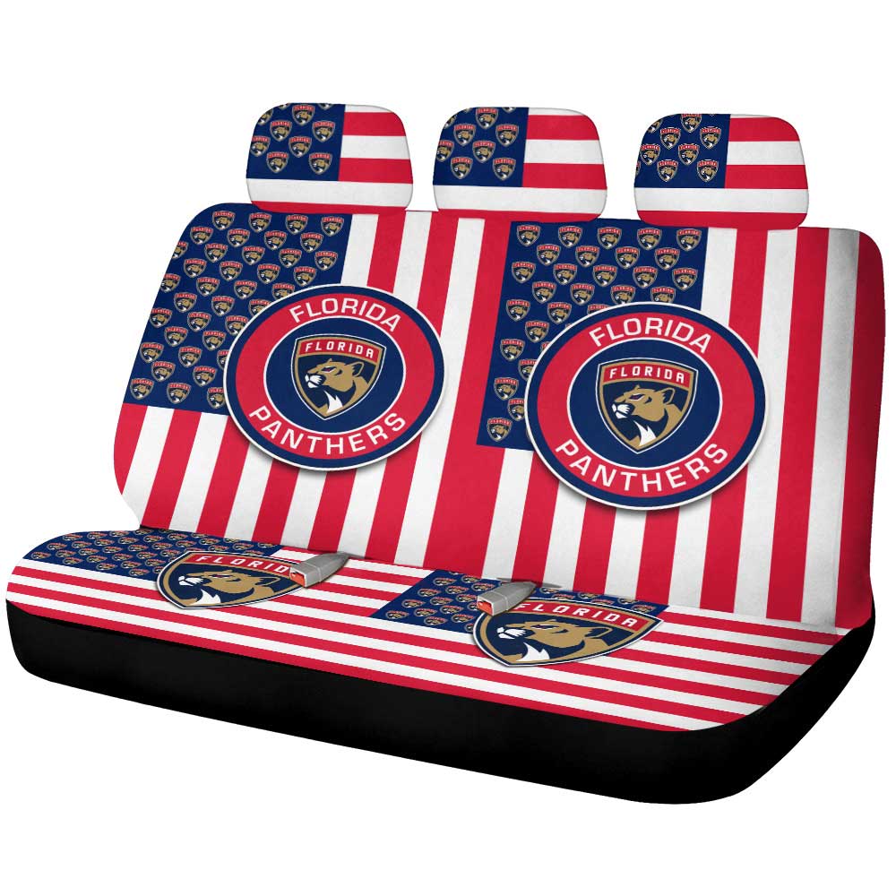 Florida Panthers Car Back Seat Cover Custom US Flag Style - Gearcarcover - 1