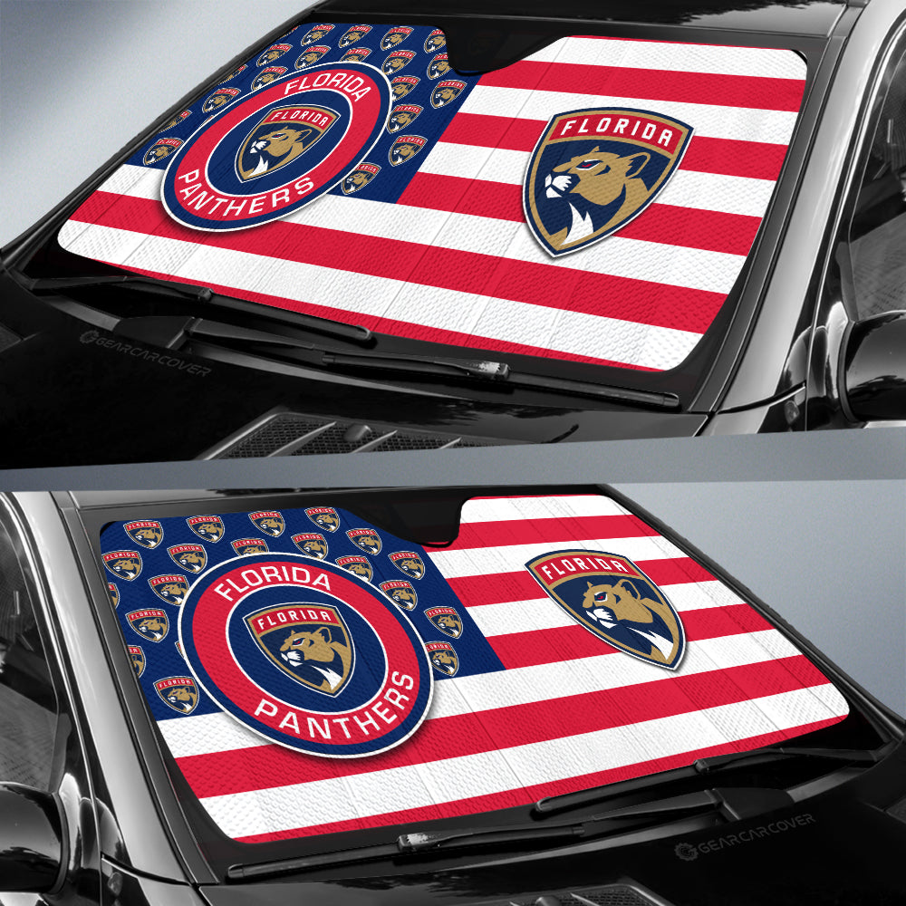 Florida Panthers Car Sunshade Custom US Flag Style - Gearcarcover - 2